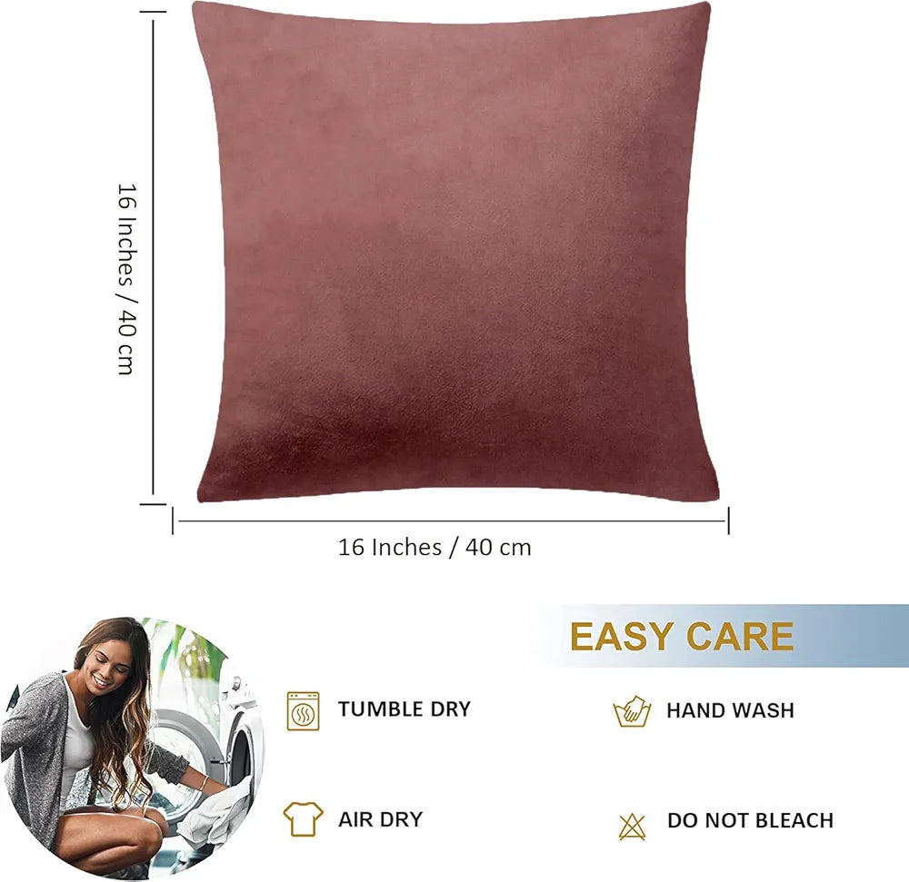 Cloth Fusion Velvet Sofa Cushion Cover Set of 5, Luxurious Cushion Cover Set 16-inch x 16 inch for Home Decor